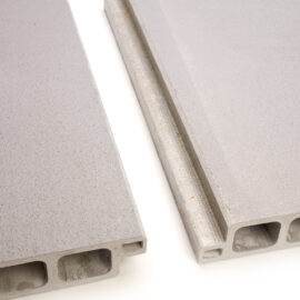 Close-up of a top and bottom SafeSlab Panels showing how they interlock